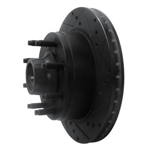 Ford E-150 Econoline Brake Rotor (1) - Front Right - R1 Concepts - Drilled & Slotted - Black - `95-`07